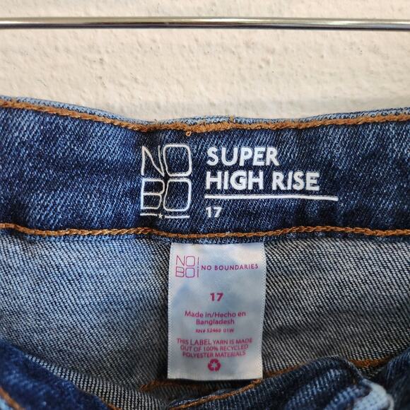 No Boundaries Super High Rise Wide Leg Jeans Pockets Blue Denim Size 16 - Picture 5 of 8
